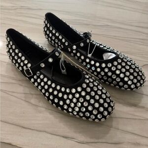 a new day Black Flats with Silver Studs